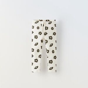 Zara Kids Cream Floral Leggings